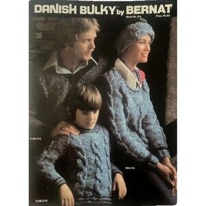 1960’s Bernat Bulky Danish Knit 14+ Complete Knit Patterns Men Women Child